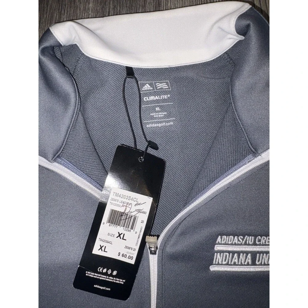 NWT Adidas 1/4 Zip Pullover Shirt Mens XL Indiana University Logo Performance